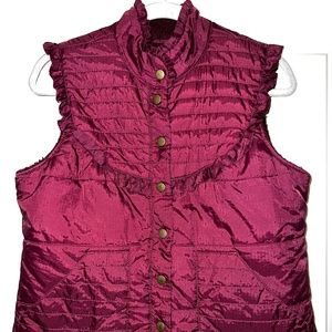 Free People Quilted Puffer Vest Maroon